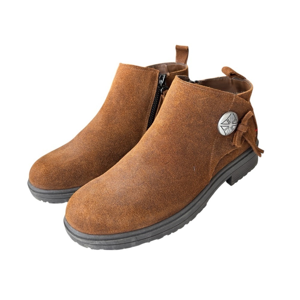 Minnetonka Joyelle Womens Ankle Boot Size 8 Brown Suede Comfort Foam Booties NEW - Picture 6 of 15